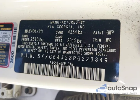 2023 Kia K5 Gt-Line z USA, uszkodzony, nr VIN 5XXG64J28PG223349